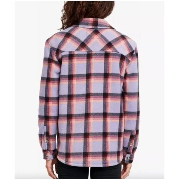 Sage Collective Jacket Plaid Sherpa Lined Size S Shacket Purple Western - Picture 2 of 12